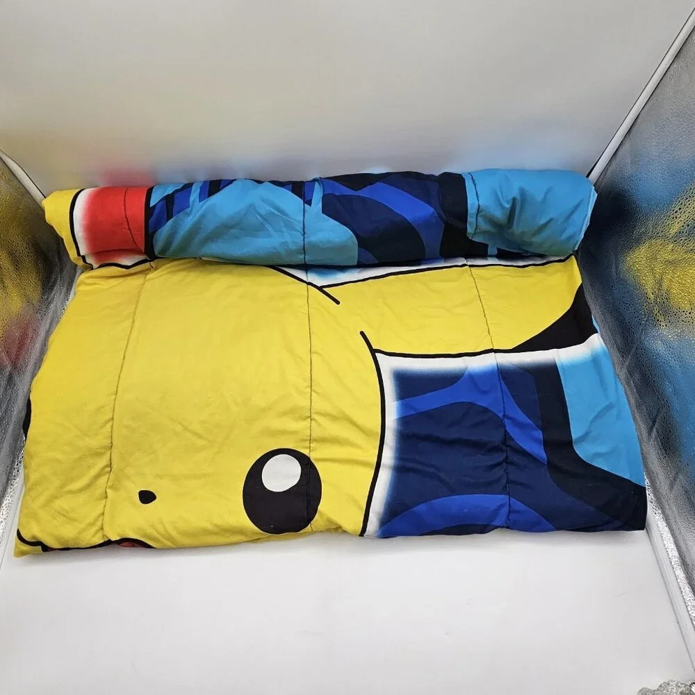 Vintage Pokemon Pikachu Pokeball Comforter Bedding Twin Size Blue 64 in X 86 in